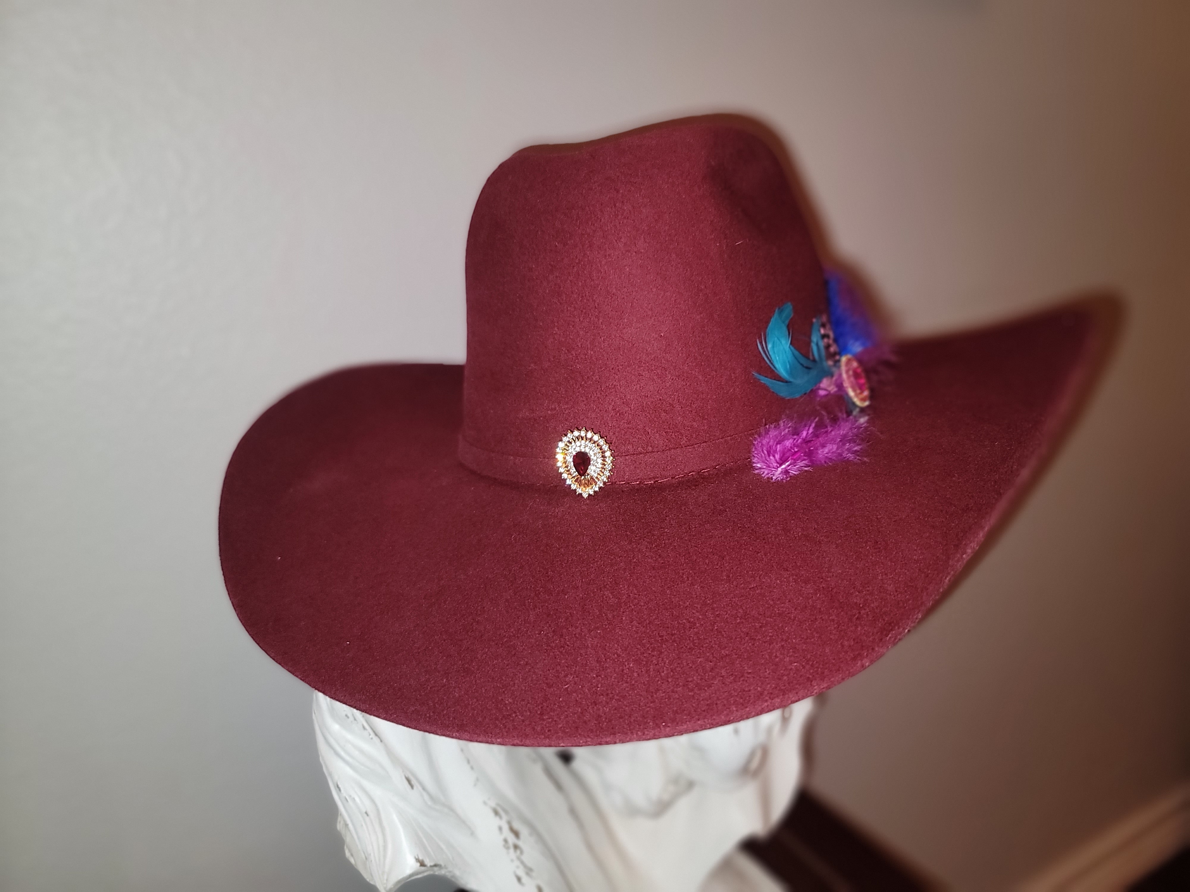 Burgundy luxury cowboy hat